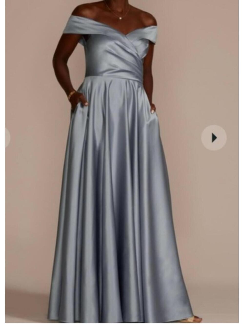 OLEG CASSINI David's Bridal blue off the shoulder mother of the bride dress sz 6